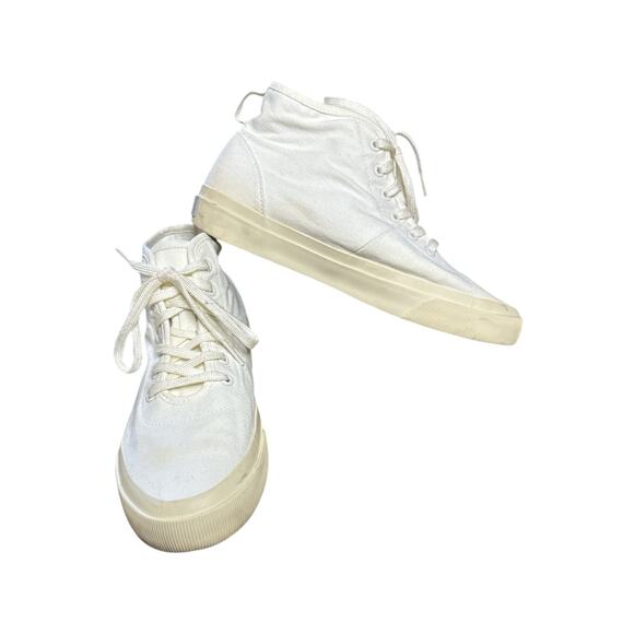 Everlane White Canvas Forever High Tops Lace Up Sneakers Size Women’s 8 Men's 6 - Picture 1 of 8